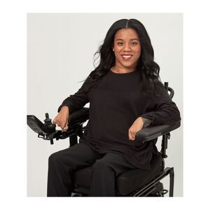 YARROW Women's Top Sz M Bonnie Adaptive Long Sleeve Cotton Knit Black A486639